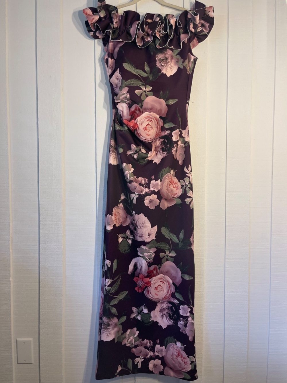 XSCAPE Floral Off-the Shoulder Ruffle Maxi Dress - Size 10 - NWT - Picture 4 of 6